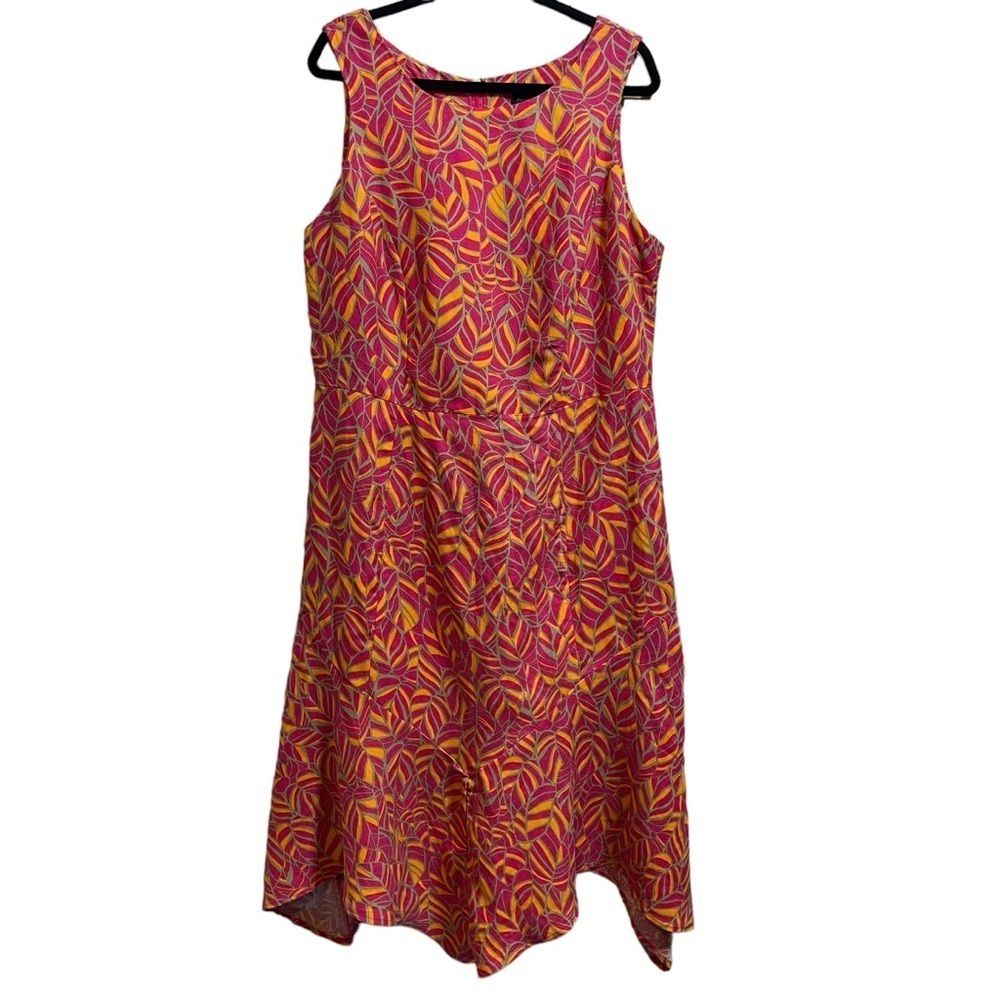 Ashley Stewart Linen Blend Asymmetrical Sleeveless Maxi Dress Women's Sz 14